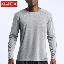 Athletic apparel manufacturer custom printed mens long sleeve fitness sports gym tshirt men